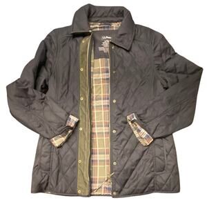 L.L. Bean Quilted Jacket Plaid Lined Barn Coat Corduroy Collar Sm Heritage Prep